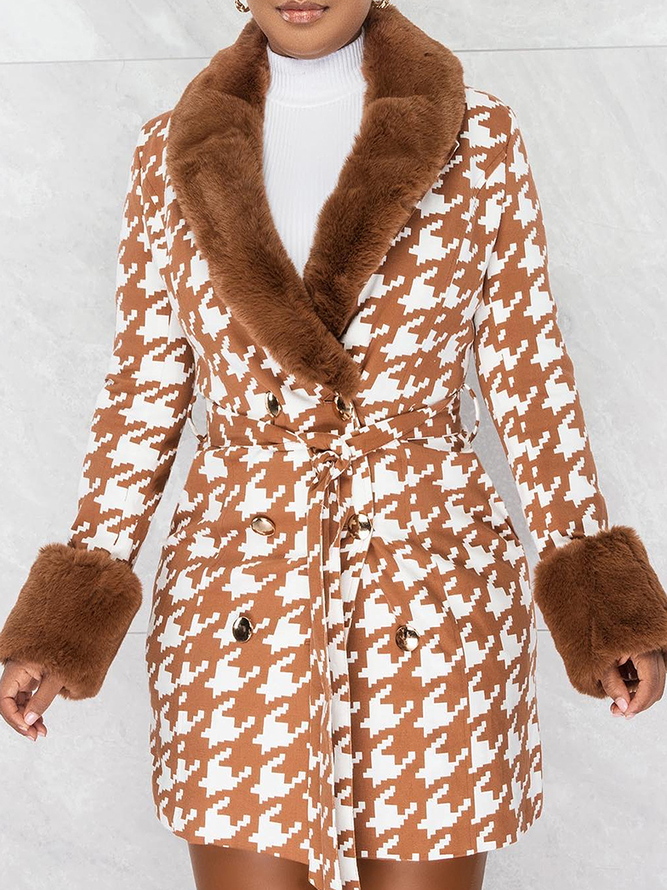 Pardessus Femmes Plain Hiver Urbain Polyester Col V Naturel Coupe Régulière H-ligne Régulier