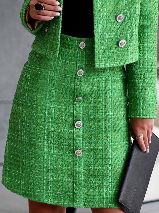 Jupe Plain Hiver Élégant Polyester Zip Poids lourd Aucune élasticité Coupe Régulière A-ligne pour Femmes