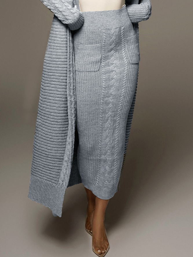 Jupe Femmes Plain Hiver Élégant Polyester Naturel Micro-Élasticité Serré Long H-ligne