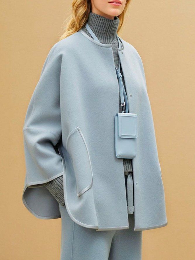 Pardessus Plain Hiver Élégant Polyester Naturel Micro-Élasticité Ample Manches Longues Régulier pour Femmes