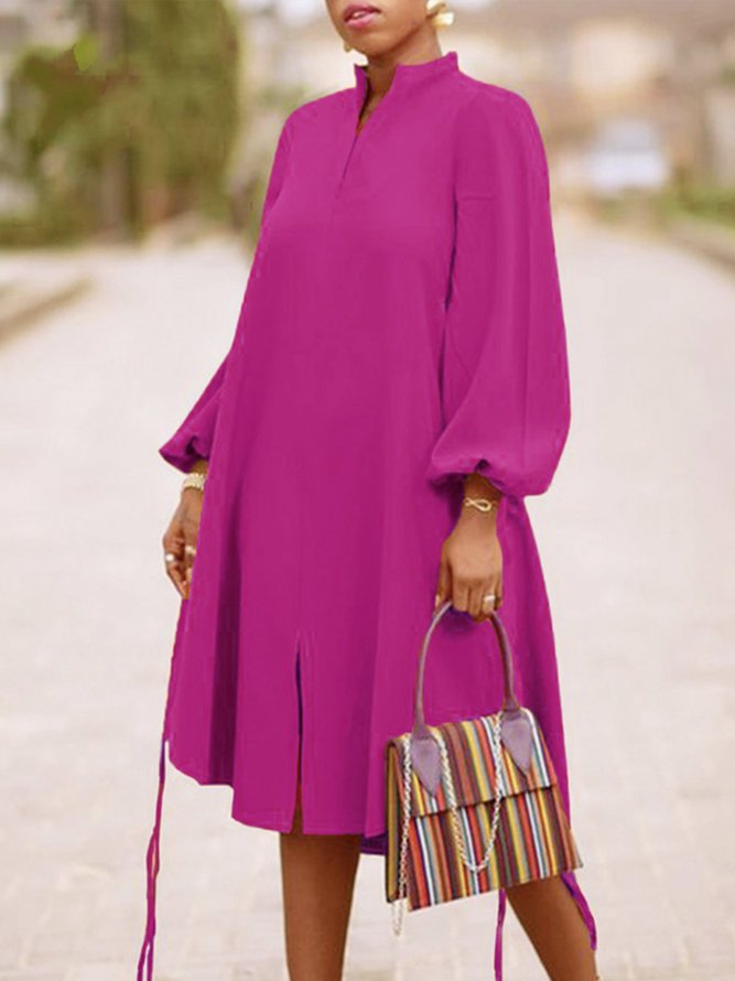 Femmes Plain Automne Élégant Manchon de Lanterne Quotidien Ample Manches Longues Trapèze Régulier Taille Robes