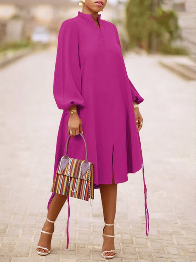 Femmes Plain Automne Élégant Manchon de Lanterne Quotidien Ample Manches Longues Trapèze Régulier Taille Robes