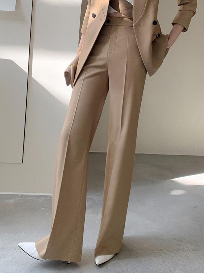 Mode Pantalons Plain Printemps Élégant Aucune élasticité Coupe Régulière Faire la navette Long H-ligne Régulier pour Femmes