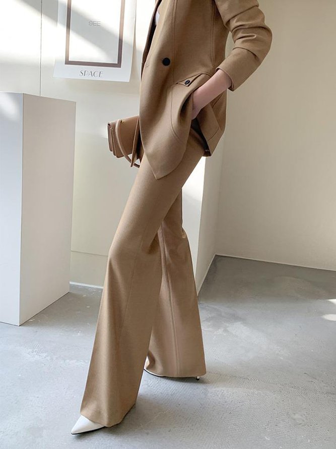 Mode Pantalons Plain Printemps Élégant Aucune élasticité Coupe Régulière Faire la navette Long H-ligne Régulier pour Femmes