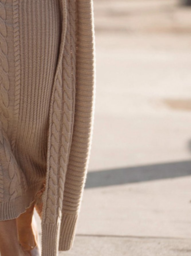 Pull Manteau Femmes Plain Hiver Élégant Acrylique Poids lourd Ample Manches Longues Col Châle H-ligne