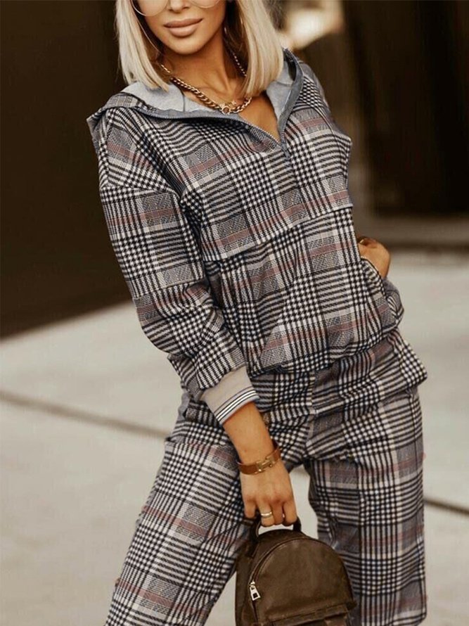 Sweat-shirts Femmes Décontracté Hiver Plaid Quotidien Ample Manches Longues Régulier Régulier Élasticité moyenne