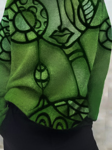 Tops Décontracté Automne Imprimé Aucune élasticité Quotidien Manches Longues Ample Col Roulé Régulier pour Femmes