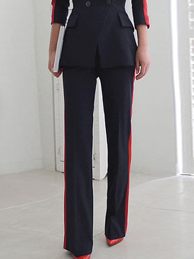 Mode Pantalons Femmes Bloc de Couleur Printemps Urbain Naturel Ample Faire la navette Pantalon droit H-ligne Régulier