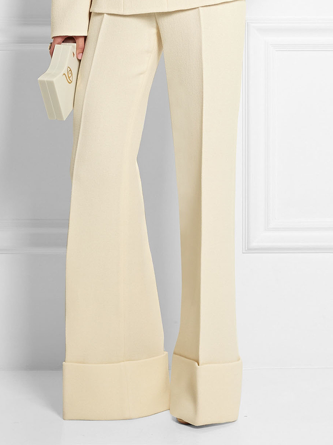 Mode Pantalons Femmes Plain Printemps Élégant Polyester Naturel Aucune élasticité Coupe Régulière Long Régulier