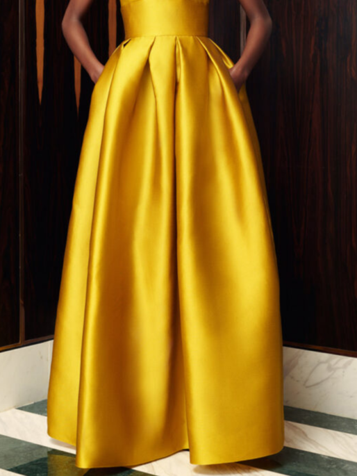 Mariage Robe & Fête Robe Femmes Plain Printemps Élégant Satin Aucune élasticité Mariage Coupe Régulière Long x-ligne