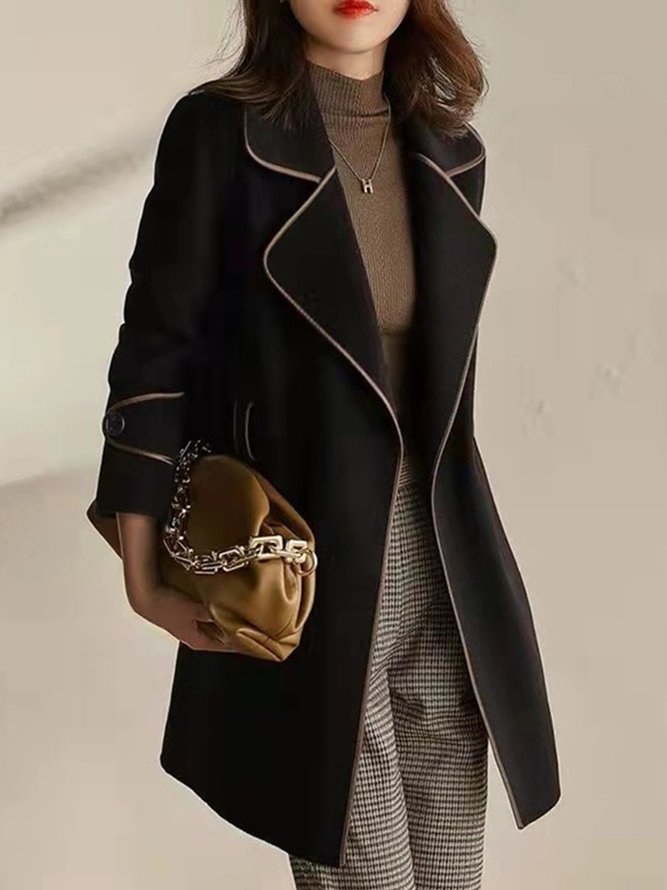Pardessus Femmes Plain Hiver Élégant Polyester Joint Fendu Naturel Manches Longues Mi-longue-Long x-ligne