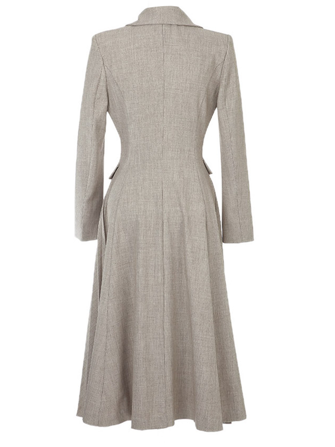 Robes Plain Printemps Urbain Polyester Naturel Aucune élasticité Coupe Régulière Faire la navette à Col Revers pour Femmes