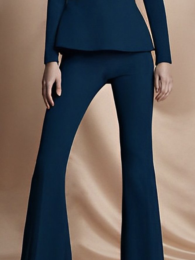 Mode Pantalons Femmes Plain Printemps Urbain Polyester Taille Haute Quotidien Coupe Régulière Cloche-Bas de pantalon x-ligne