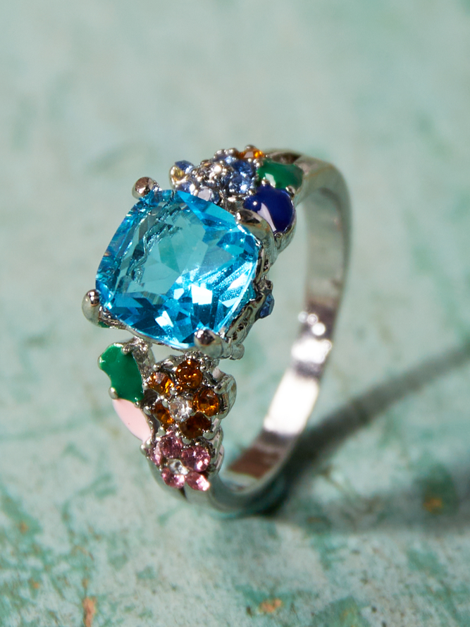 Bague Femmes Fête Floral Toutes Les Saisons Avec Faux Diamant avec Fleur de Faux Diamant Meilleure vente Avec Faux Diamant