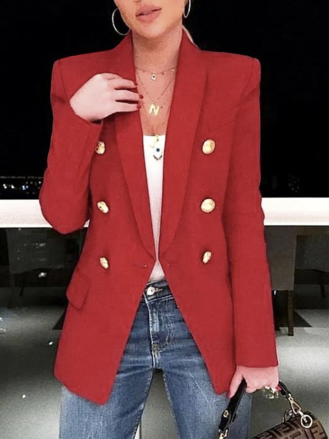 Blazer Plain Simple Automne Naturel Coupe Régulière à Col Revers Régulier Ligne X Régulier pour Femmes