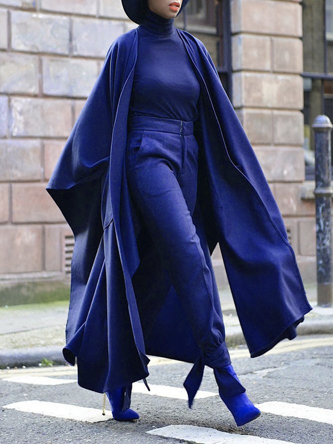 Pardessus Femmes Plain Hiver Urbain Col V Poids lourd Aucune élasticité Quotidien Manches Longues Mi-longue-Long