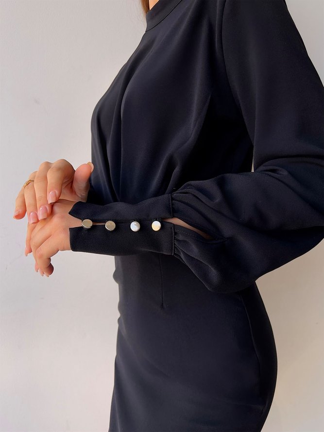 Robes Plain Printemps Élégant Naturel Micro-élasticité Coupe Régulière Faire la navette Jupe Régulier pour Femmes