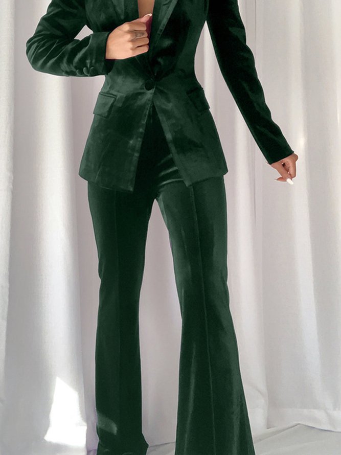 Mode Pantalons Plain Printemps Urbain Taille Haute Micro-Élasticité Quotidien Coupe Régulière Cloche-Bas de pantalon Régulier pour Femmes