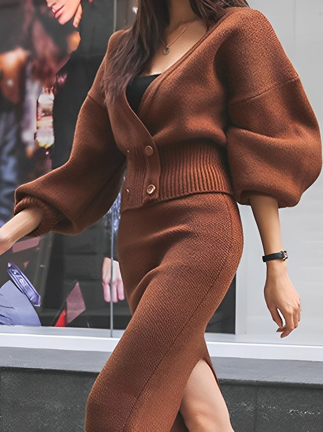 Pull Manteau Plain Printemps Élégant Acrylique Naturel Ample Régulier O-ligne Élasticité moyenne pour Femmes