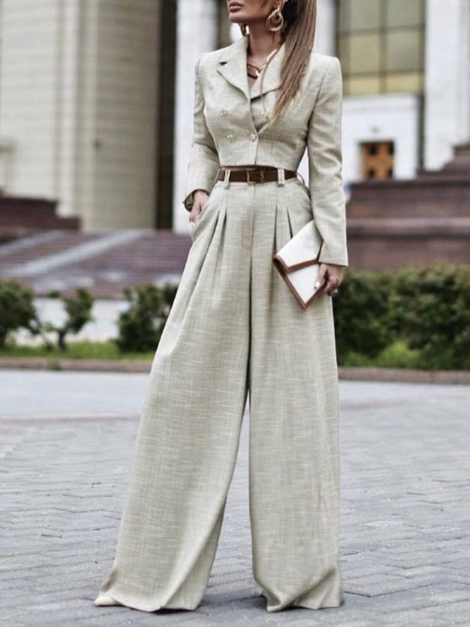 Mode Pantalons Femmes Plain Printemps Élégant Polyester Zip Taille Haute Coupe Régulière Pantalon droit Long