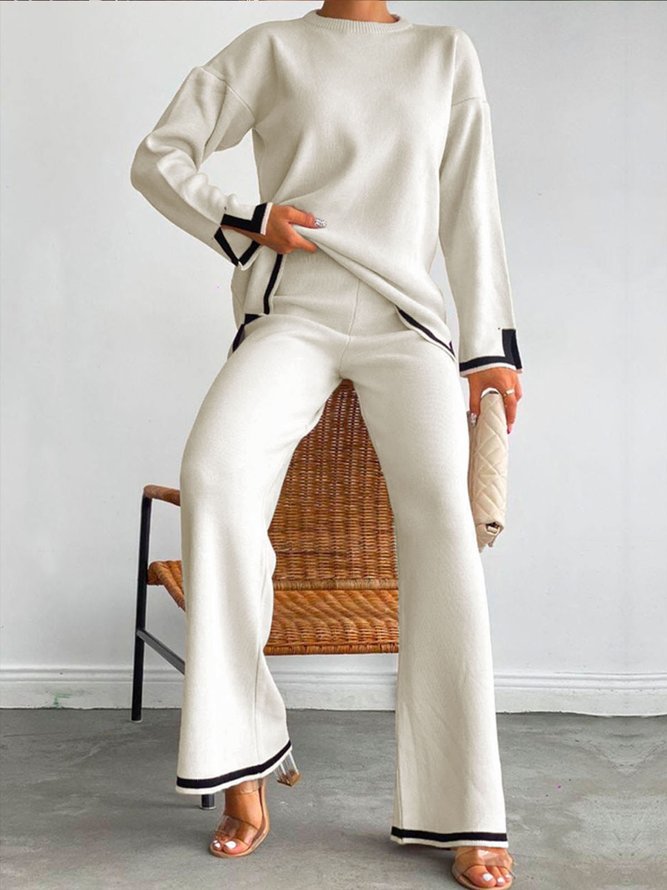 Pull Femmes Bloc de Couleur Hiver Urbain Acrylique Micro-Élasticité Ample Faire la navette H-ligne Régulier
