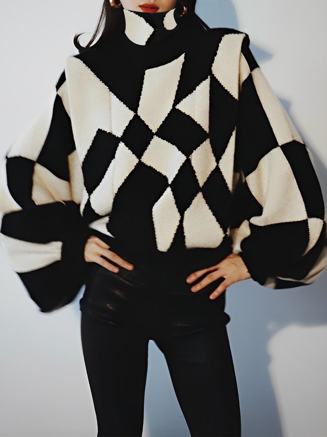 Pull Femmes Géométrique Printemps Urbain Acrylique Poids lourd Quotidien Manches Longues Col Roulé Régulier