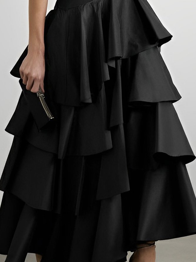 Jupe Plain Printemps Élégant Polyester Quotidien Coupe Régulière Long Trapèze Régulier pour Femmes