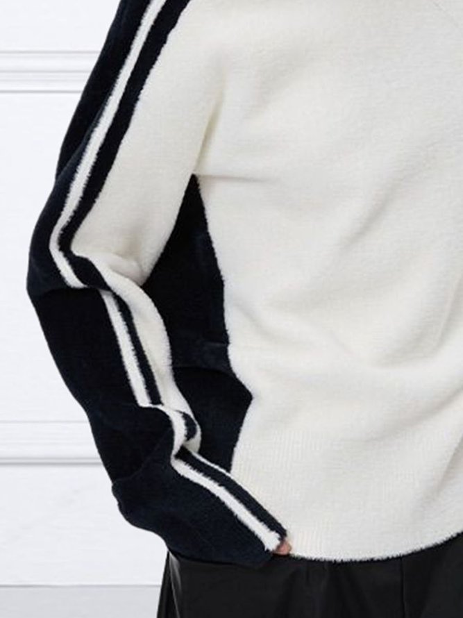 Pull Femmes Bloc de Couleur Printemps Urbain Acrylique Naturel Faire la navette Manches Longues Régulier Régulier