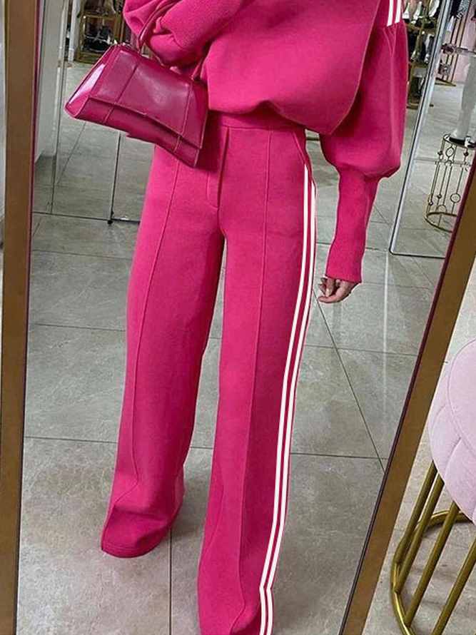 Décontracté Pantalons Décontracté Bloc de Couleur Printemps Polyester Naturel Micro-élasticité Pantalon droit Long Régulier pour Femmes