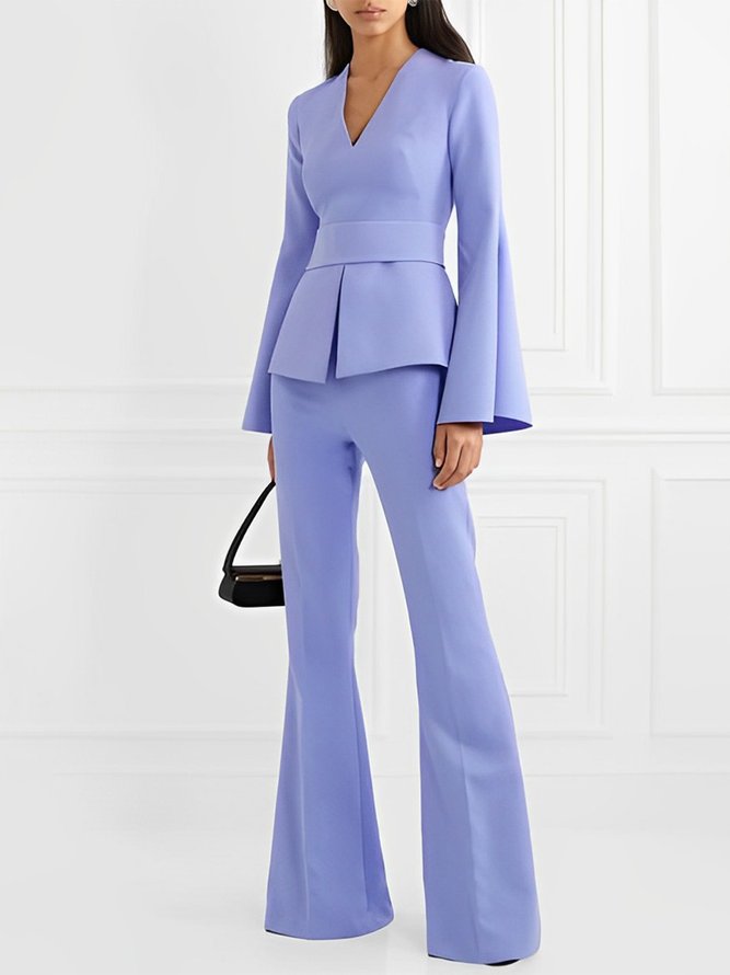 Blouse Femmes Plain Printemps Élégant Col V Quotidien Manches Longues Régulier Ligne X Régulier