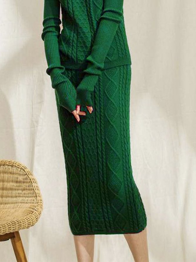 Jupe Femmes Plain Printemps Élégant Acrylique Taille Haute Poids lourd Coupe Régulière Droit Élasticité moyenne