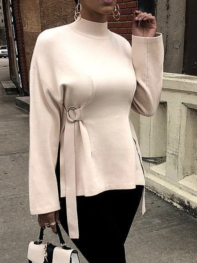 Pull Plain Printemps Urbain Spandex Quotidien 1 * Top Col Roulé Régulier Élasticité moyenne pour Femmes