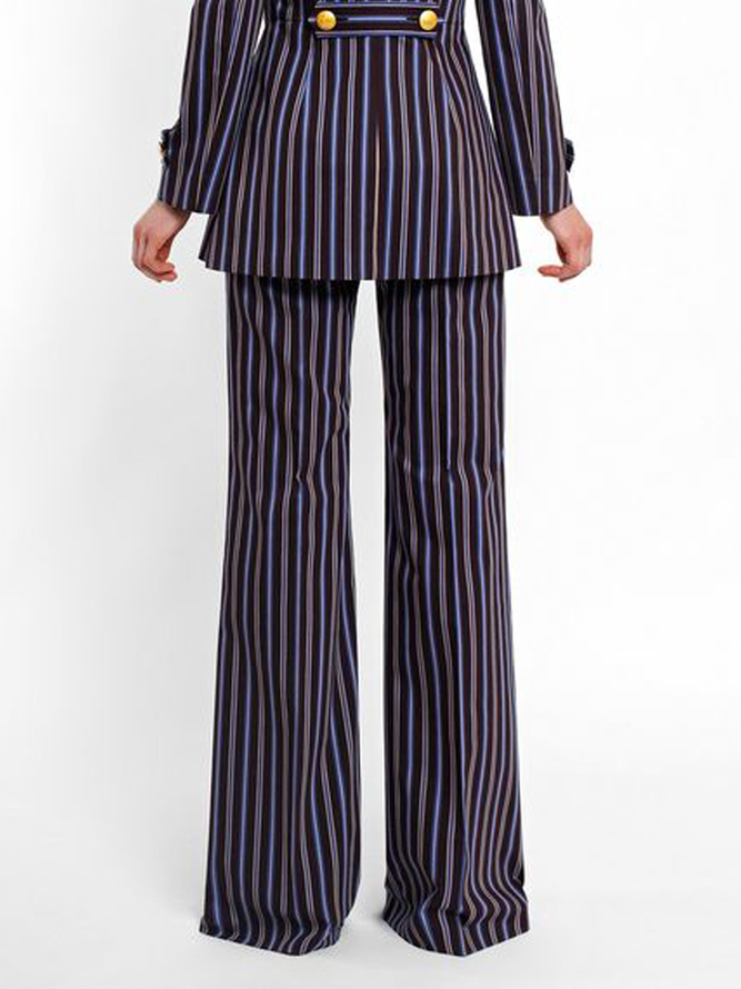 Mode Pantalons Rayé Printemps Urbain Naturel Aucune élasticité Faire la navette Pantalon droit Droit Régulier pour Femmes