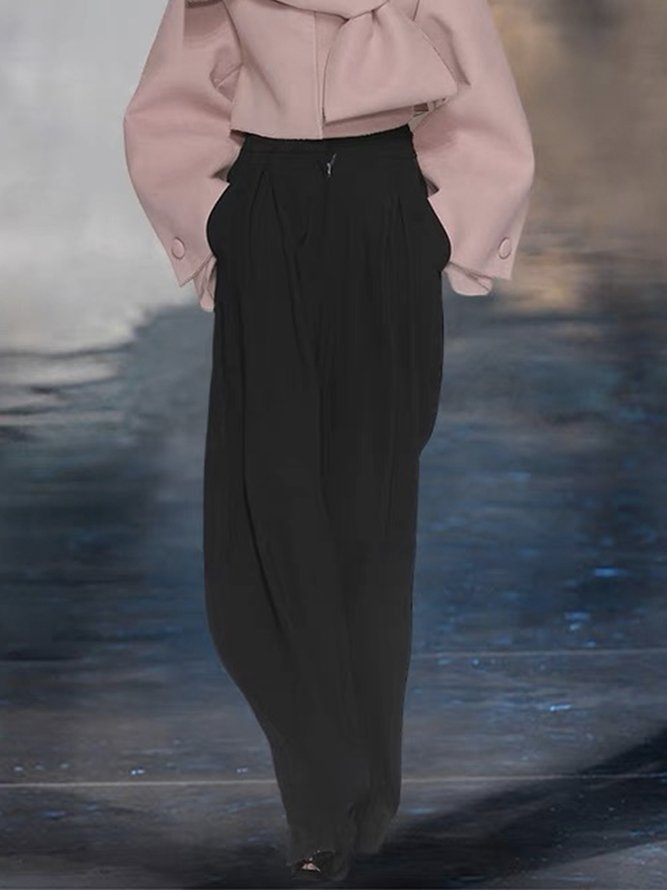 Mode Pantalons Femmes Plain Printemps Élégant Taille Haute Quotidien Coupe Régulière Long Droit Régulier