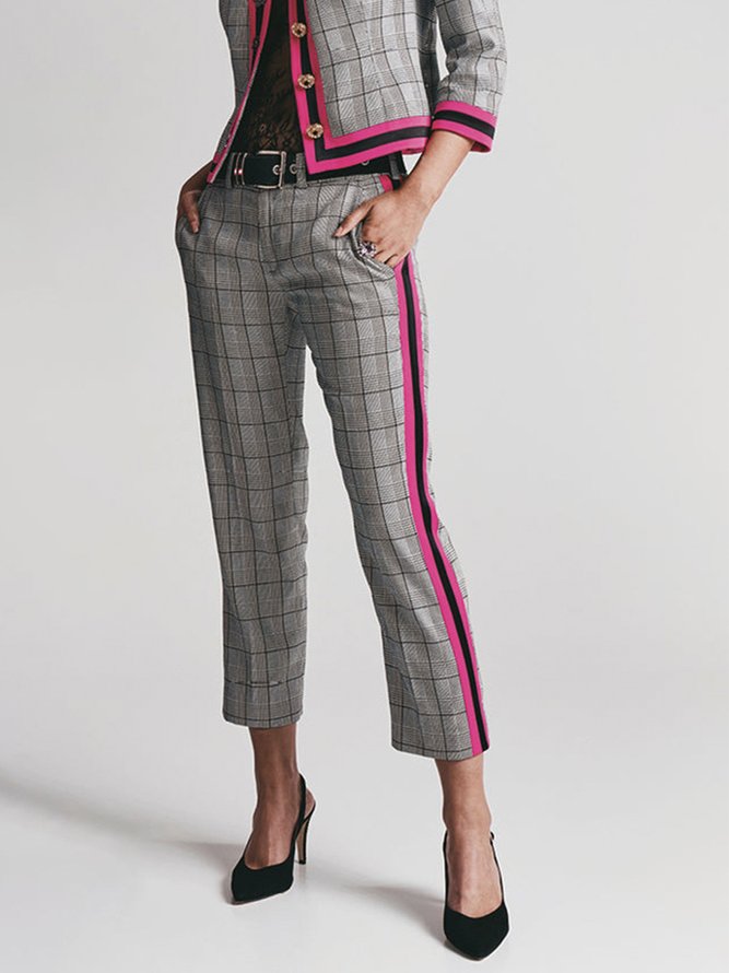 Mode Pantalons Bloc de Couleur Printemps Élégant Polyester Zip Aucune élasticité Quotidien Coupe Régulière Régulier pour Femmes