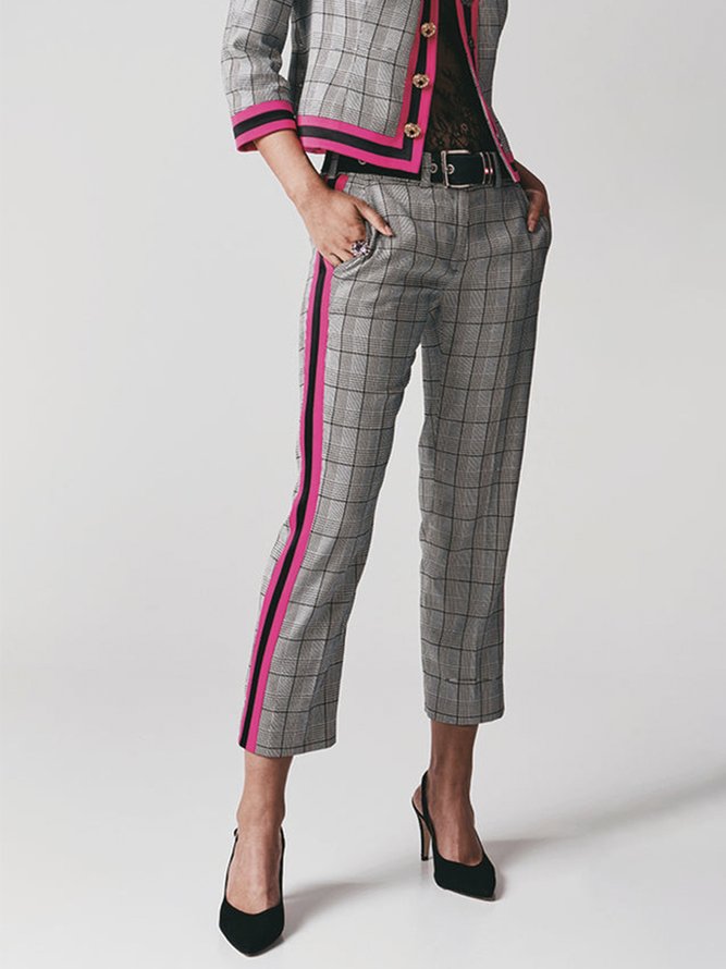 Mode Pantalons Bloc de Couleur Printemps Élégant Polyester Zip Aucune élasticité Quotidien Coupe Régulière Régulier pour Femmes