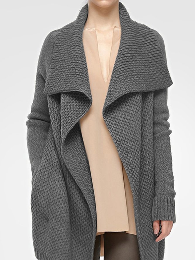 Pull Manteau Femmes Plain Hiver Simple Micro-Élasticité Quotidien Manches Longues Col Châle Mi-longue-Long H-ligne