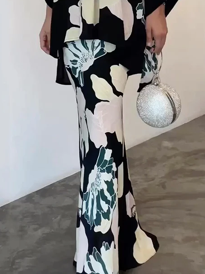Jupe Femmes Floral Printemps Urbain Polyester Naturel Aucune élasticité Quotidien Coupe Régulière Droit