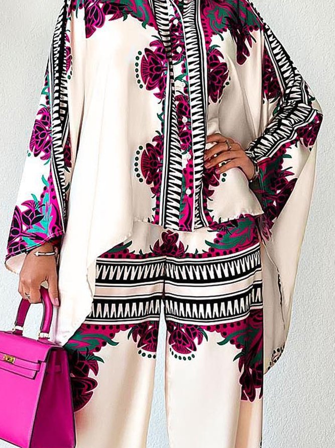 Blouse Femmes Floral Printemps Élégant Aucune élasticité Ample 1 * Top Manches Longues Régulier Col de Chemise