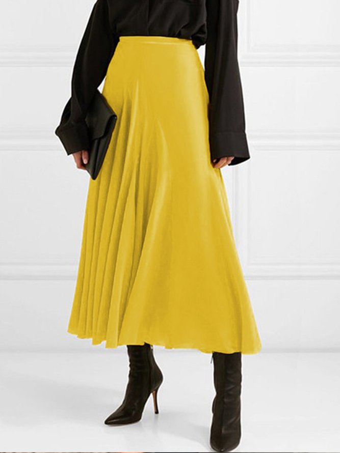 Jupe Femmes Plain Printemps Élégant Polyester Coupe Régulière Faire la navette Mi-longue Trapèze Régulier