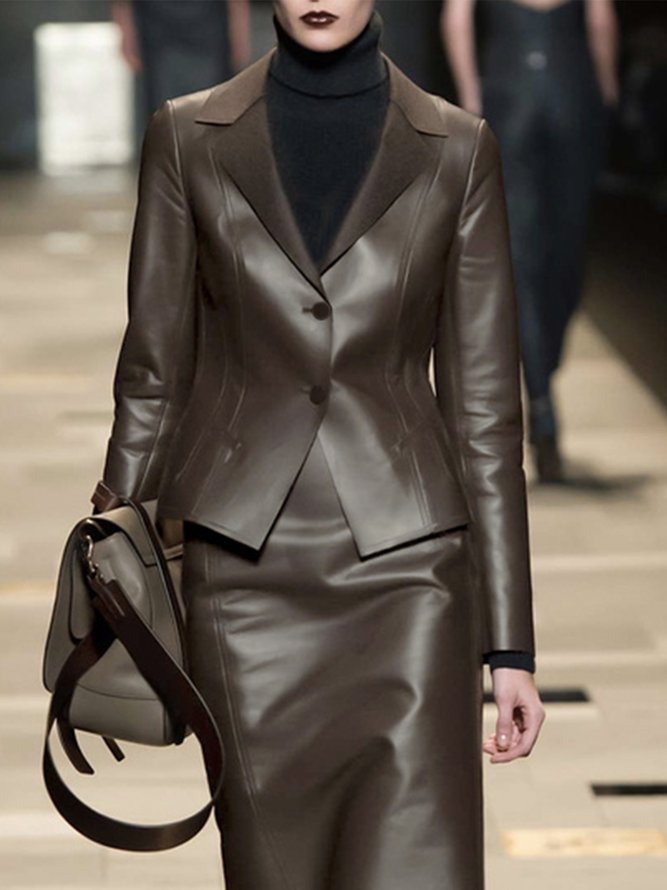 Blouson Plain Hiver Élégant Naturel Aucune élasticité Quotidien Régulier x-ligne Régulier pour Femmes