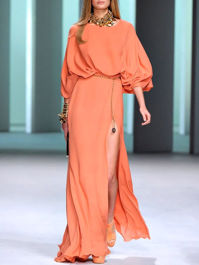 Jupe Plain Printemps Élégant Polyester Aucune élasticité Quotidien Coupe Régulière Long Régulier pour Femmes