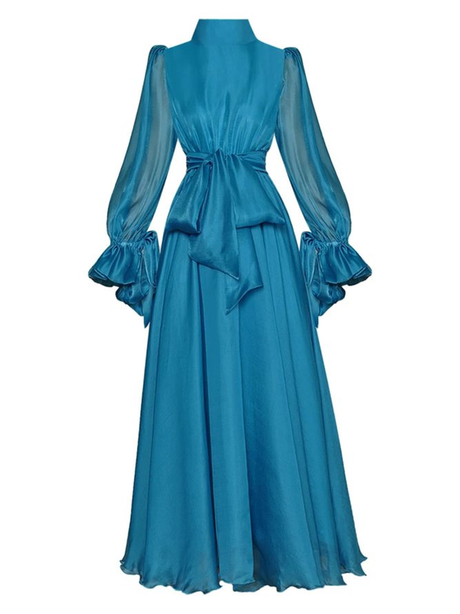 Mariage Robe & Fête Robe Plain Printemps Élégant Polyester Aucune élasticité Coupe Régulière 1 * robe Col Roulé Ligne X pour Femmes