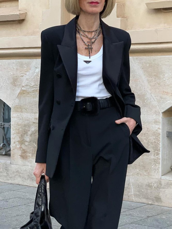 Mode Pantalons Femmes Plain Printemps Urbain Polyester Micro-élasticité Faire la navette Pantalon droit Long Droit