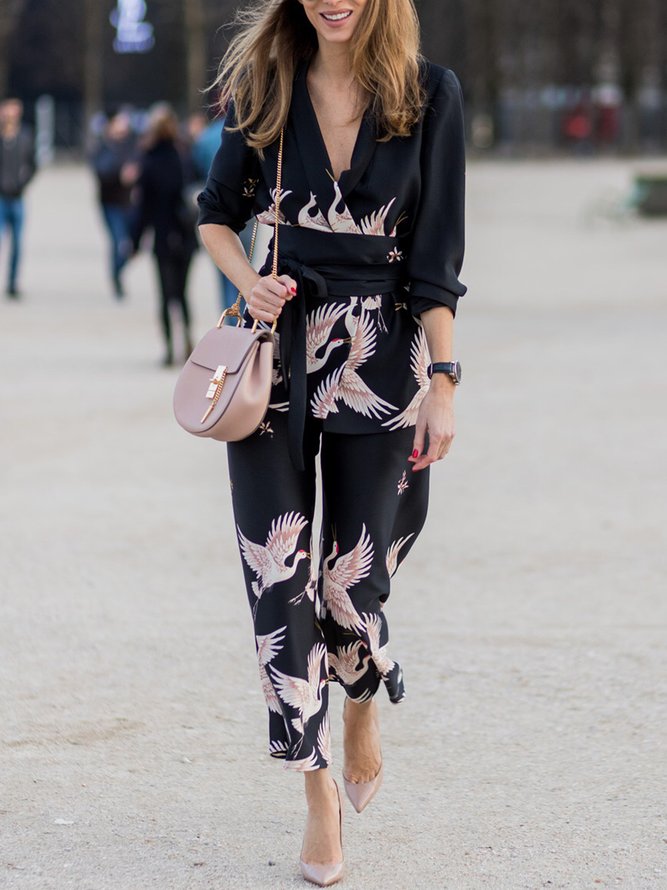 Mode Pantalons Toutes Les Saisons Oiseau Urbain Naturel Quotidien Pantalon à la cheville Pantalon droit Droit Régulier pour Femmes