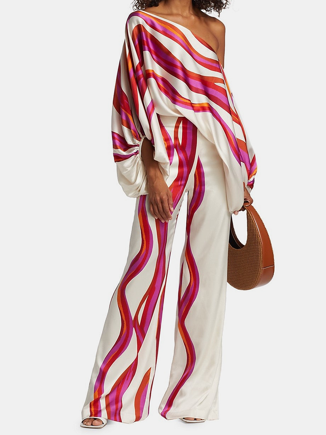 Blouses Géométrique Printemps / Automne Élégant Polyester Aucune élasticité Quotidien Asymétrique Régulier Régulier pour Femmes