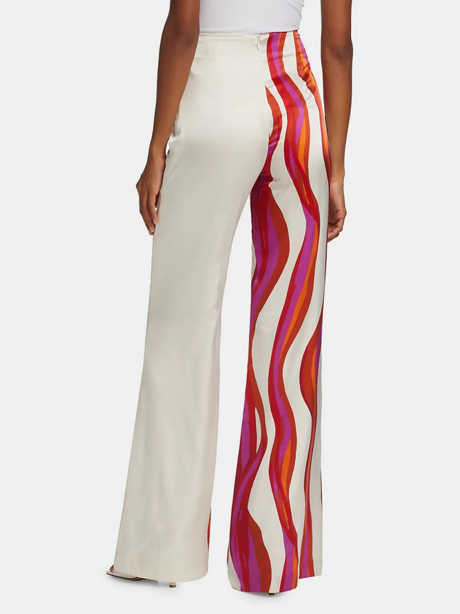 Mode Pantalons Femmes Géométrique Toutes Les Saisons Urbain Polyester Naturel Aucune élasticité Coupe Régulière Pantalon droit Long