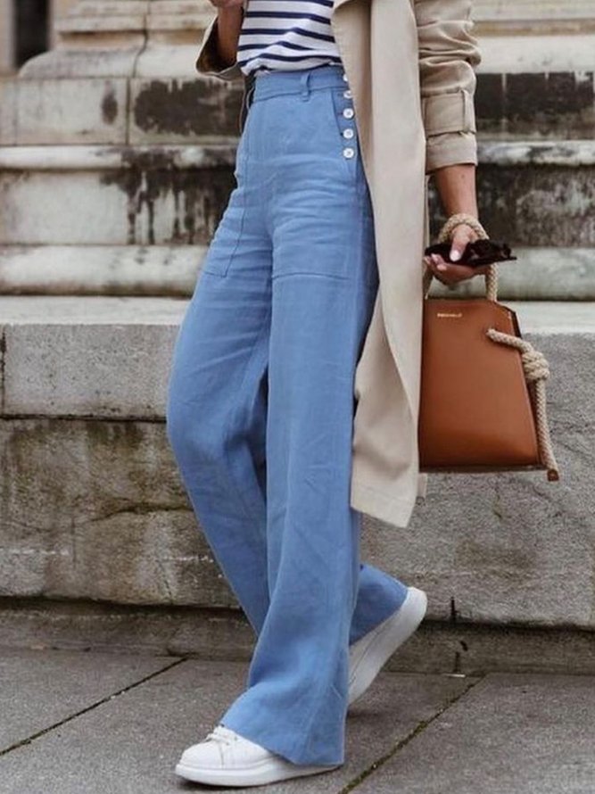 Jeans Plain Toutes Les Saisons Urbain Polyester Aucune élasticité Coupe Régulière Long Droit Régulier pour Femmes