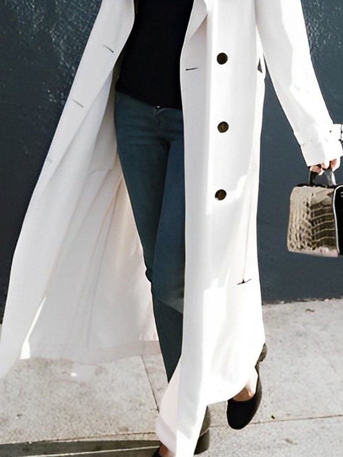 Manteaux de Tranchée Femmes Plain Printemps / Automne Simple Polyester Quotidien Ample Manches Longues Long Droit