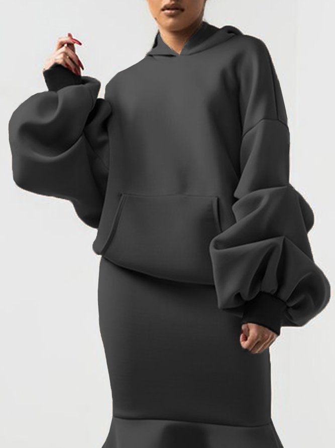 à Capuche Femmes Plain Printemps / Automne Urbain Sweat-shirt à Capuche Naturel à Haute Élasticité Quotidien Droit Régulier